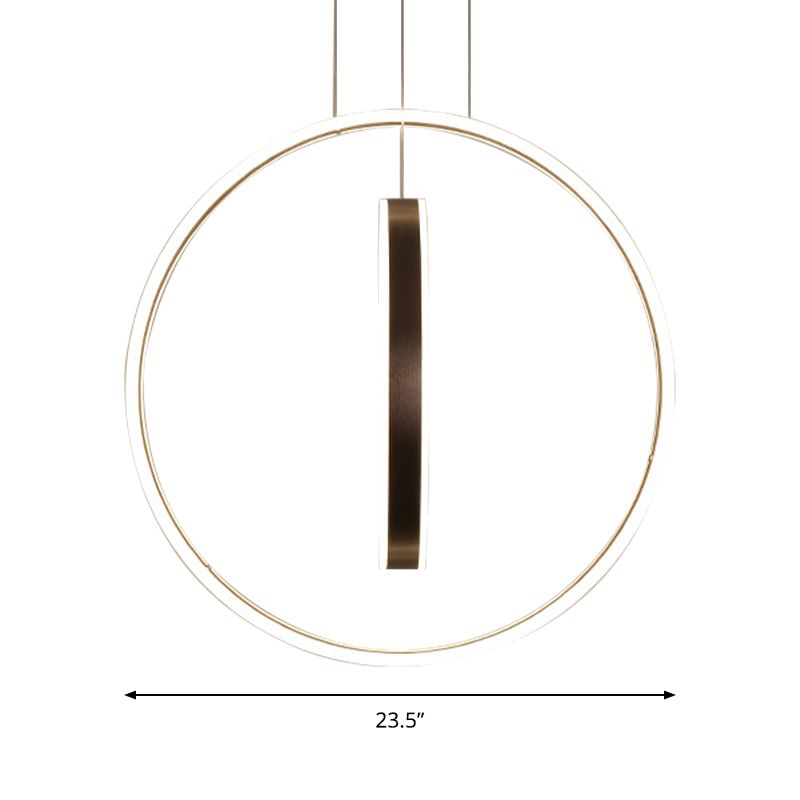 23.5 "/31.5" dia ringen acryl kroonluchter hanger Minimalistisch LED bruin plafondlicht in warm/wit/natuurlijk licht