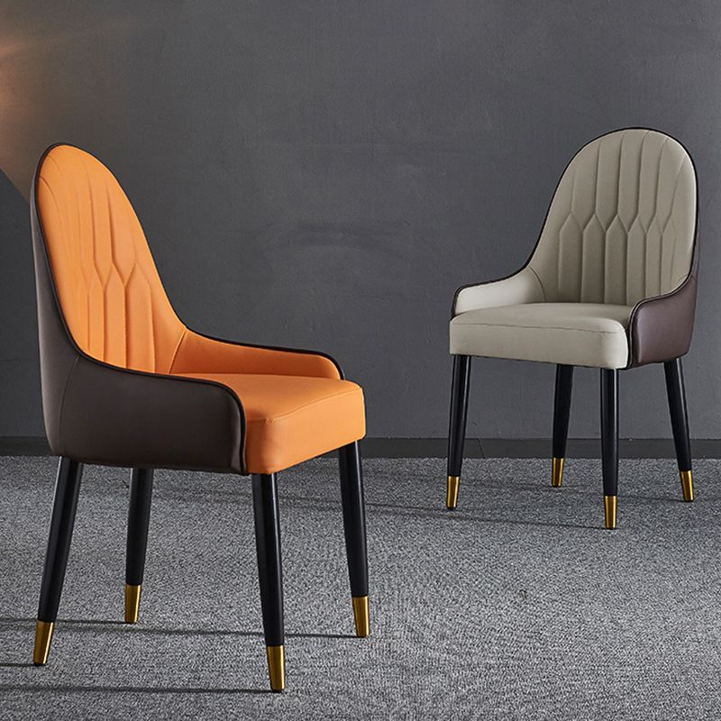 Faux Leather Dining Chairs Nordic Style Parsons Armless Chair