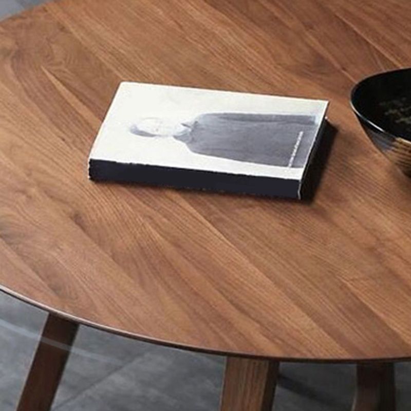 Round Double Pedestal Dining Table Modern Rubber Wood Table for Kitchen