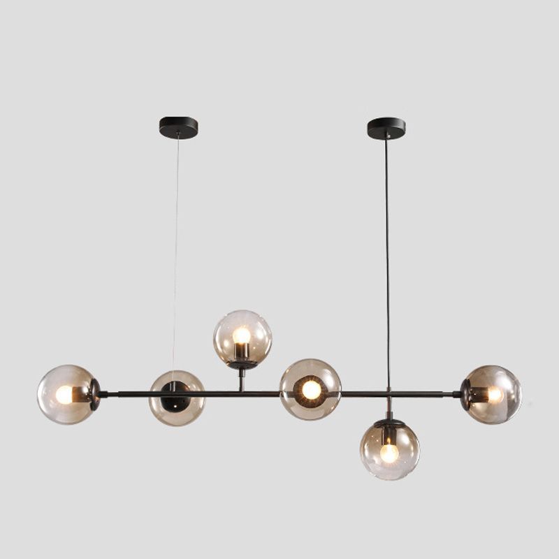 Modern Island Lighting Fixture Glass Ball Shade Hanging Light for Dining Room
