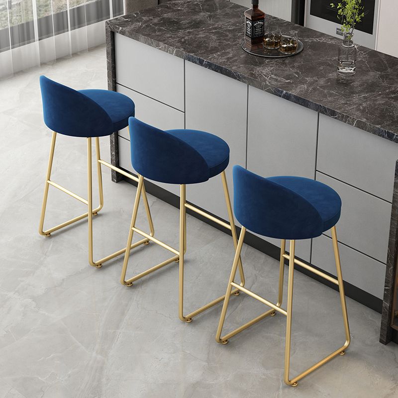 Glam Dessert Shop Footrest Stool Matte Finish Velvet Bar Stool