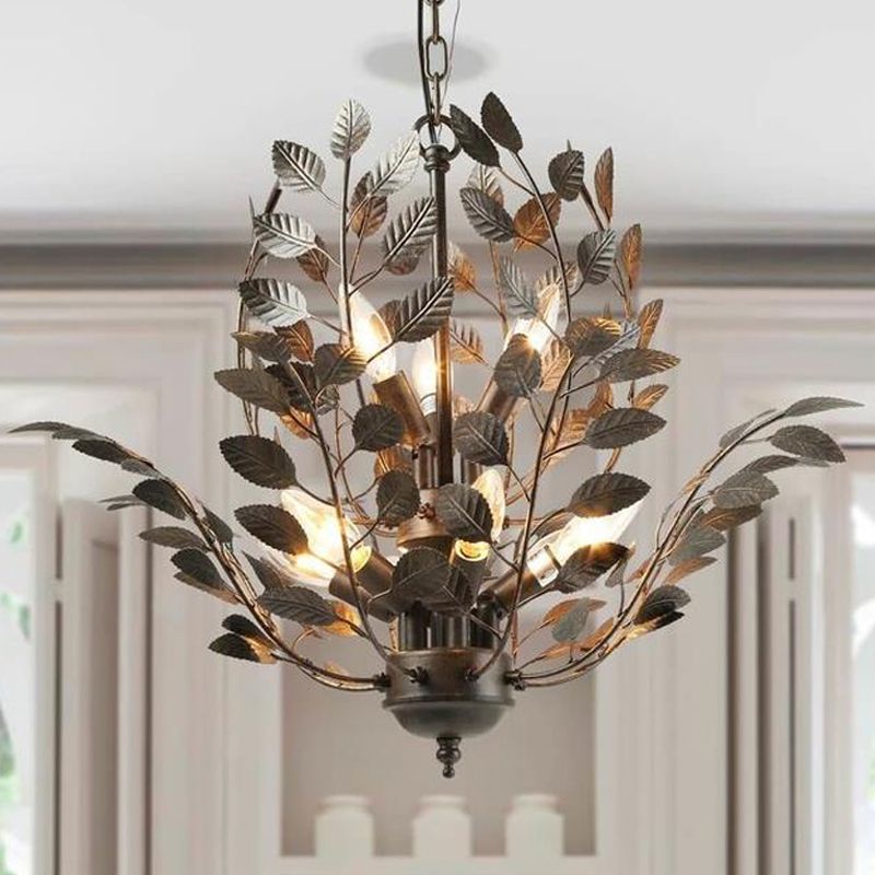 Metal Rust Chandelier Light Branching 8 Lights Farmhouse Ceiling Lighting Fixture