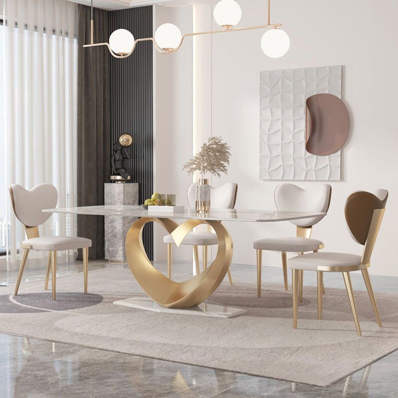 Glam Dining Sintered Stone Table Dining Rectangle Table for Kitchen