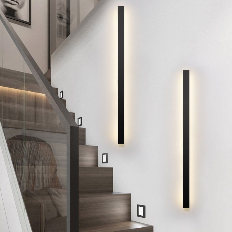 Metal Linear Sconce Light Fixture Modern Style LED Black Wall Mount Light Fixture