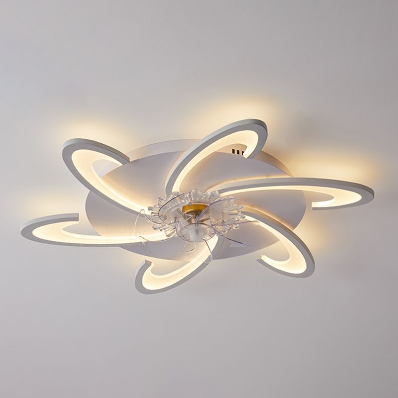 Nordic Style Iron Ceiling Fan Lamp Acrylic Shade LED Ceiling Fan Light for Living Room