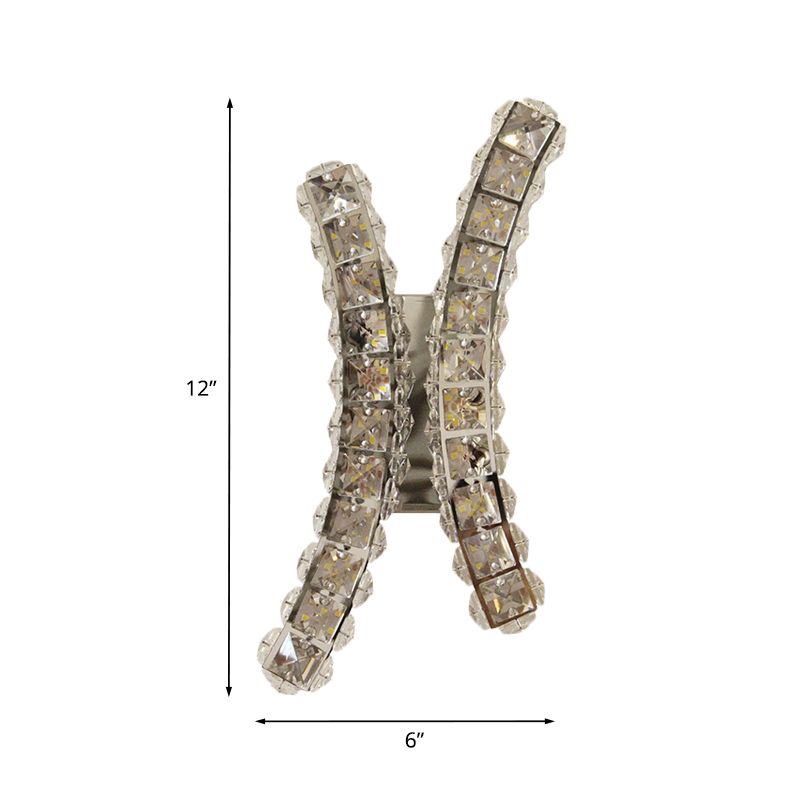 Chrome Curvy Wall Sconce Light Simple Beved Crystal Prism Salon LED Mur Murd Murd