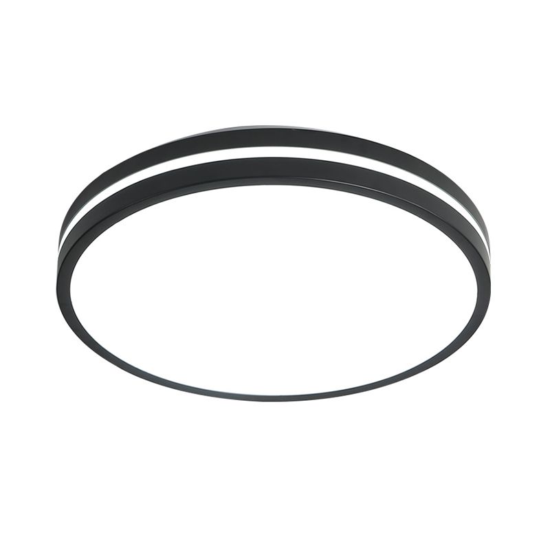 Round Flush Mount Modernist Acrylic Led Black Flush Light Fixture with Recessed Diffuser in White Light, 16"/19.5" Wide