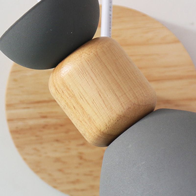 Nordic Macaroon Style Wall Lamp Angle Adjustable Simplicity Hallway Lighting Fixture with Solid Wood Base