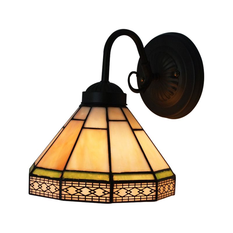 Geometric Wall Sconce Lighting Traditional 1 Light Stained Glass Wall Light for Dining Room
