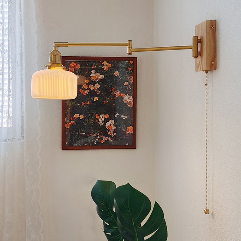 Adjustable Wooden Wall Mount Light Modern 1-Light Wall Light for Living Room