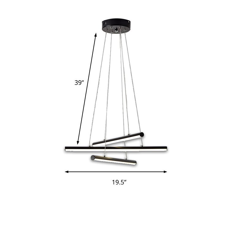 Lampadario della sala da pranzo a LED con tonalità acrilica lineare moderna lampada appesa nera/oro in luce calda/bianca