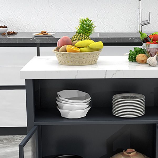 Modern Dining Room Prep Table Rectangular Marble Kitchen Trolley