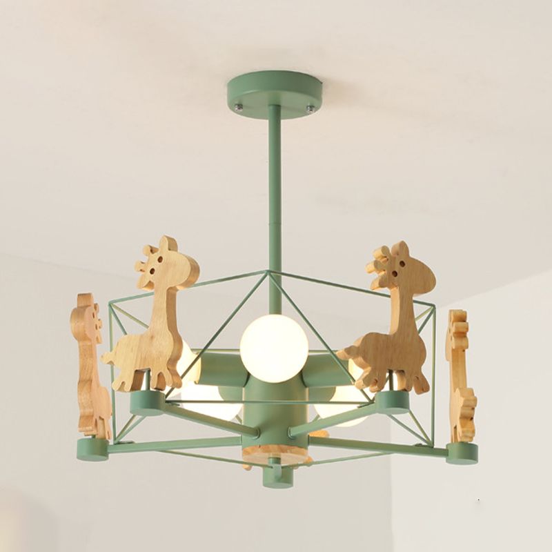 Colorful Simple Chandelier Macron 5-Light Hanging Light for Kid Room