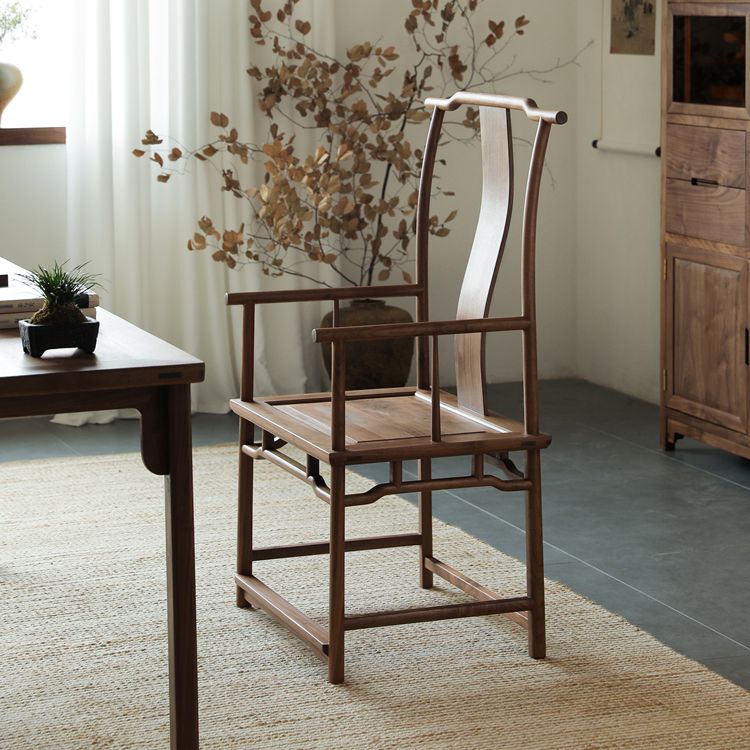 Solid Wood Dining Chair Traditional High Back Dining Chair with Cushion