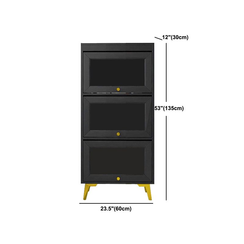Modern 11.81" W Wooden Side Cabinet with Glass Doors in Black