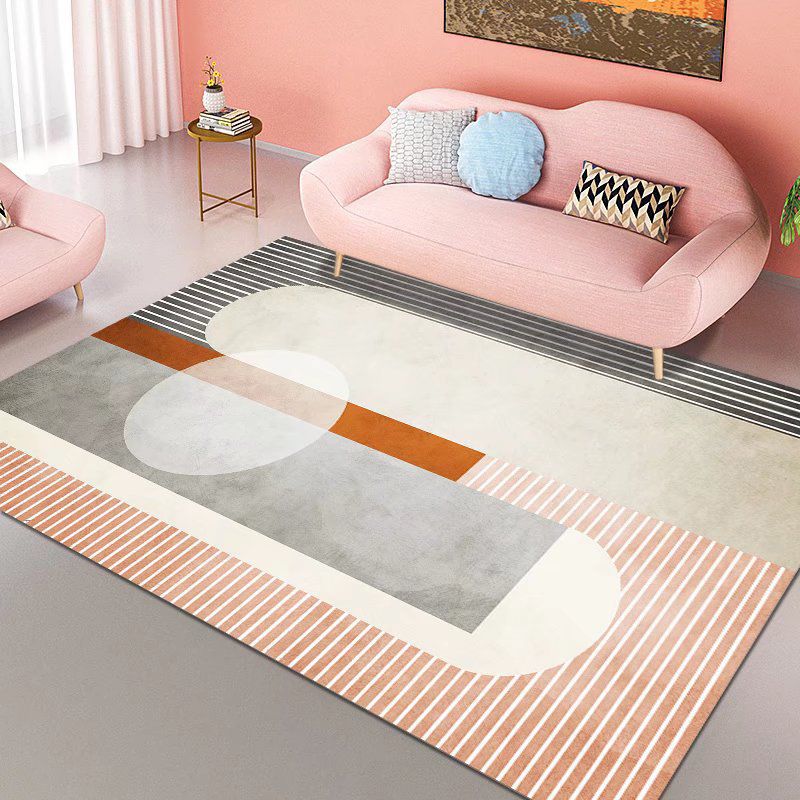 Black Contemporary Rug Polyester Color Lump Rug Non-Slip Backing Rug for Living Room