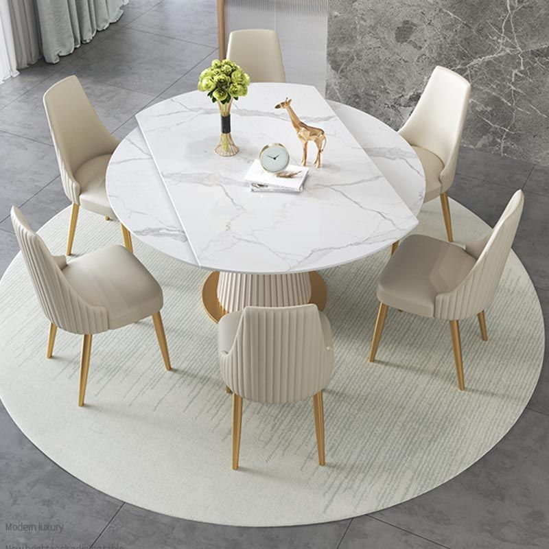 Glam Dining Set Stone 1/4/6/7 Pieces Dining Gold Furniture for Home