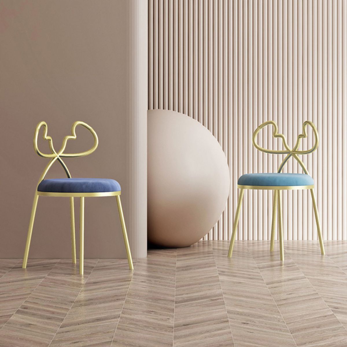 Fabric Dining Side Chair Nordic Design Armless Open Back Dining Chairs