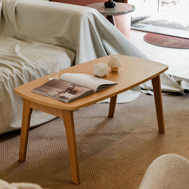 Wooden 4 Legs Cocktail Table Modern Rectangular Coffee Table for Living Room