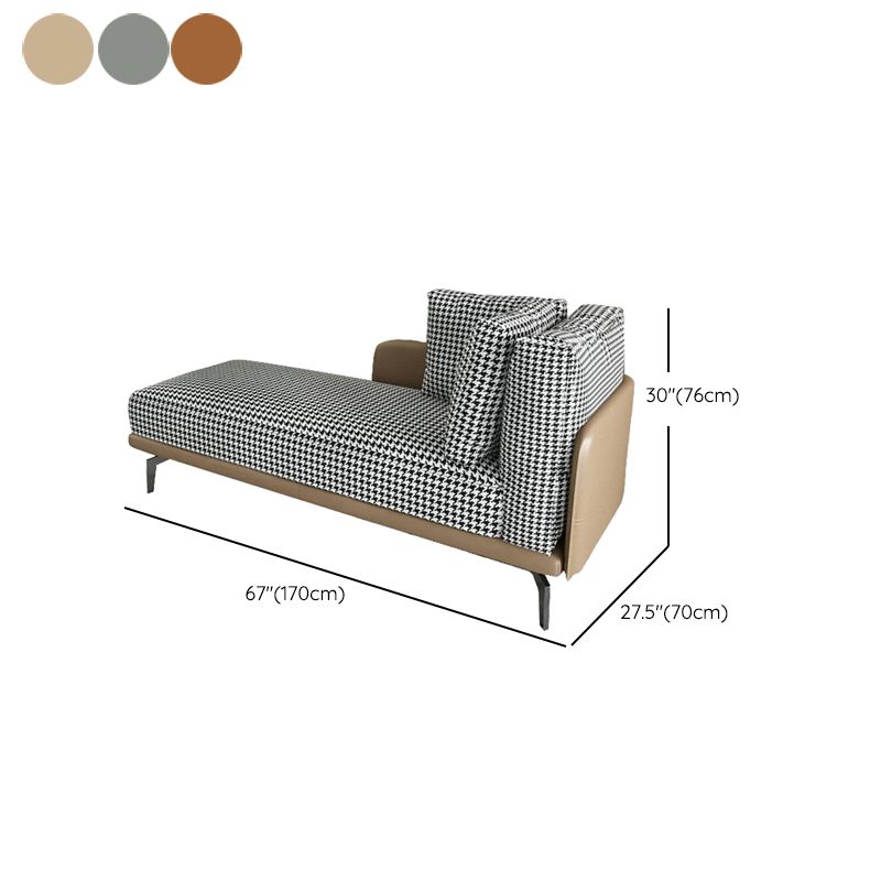 Contemporary Square Arms Accent Chair Fabric Houndstooth Chaise