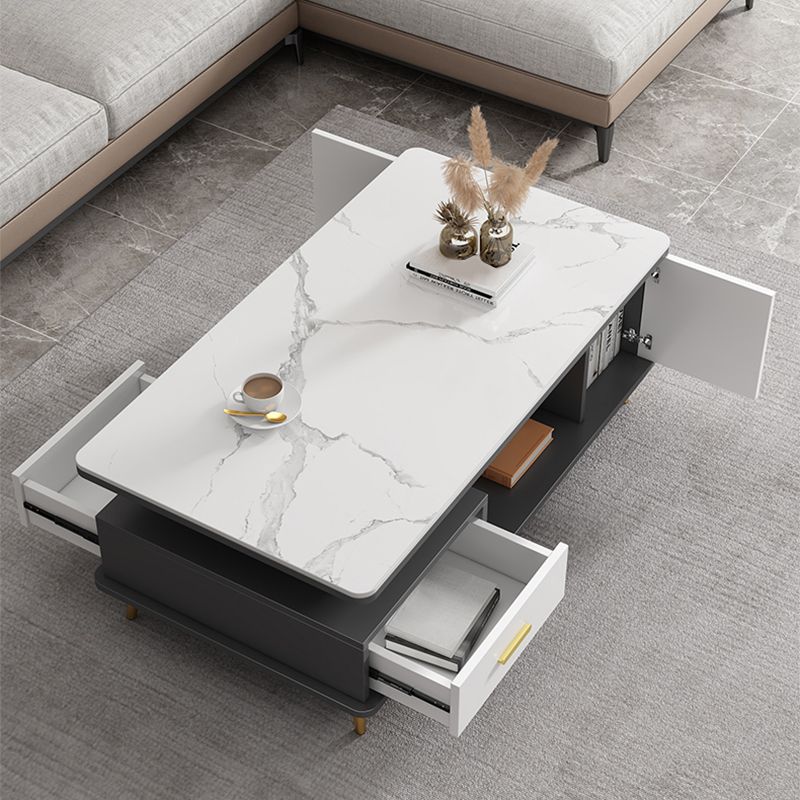 Slate Coffee Table Rectangle Glam Cocktail Table with 4 Legs
