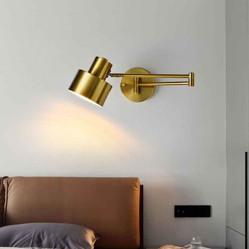 Modern Metal Wall Light Geometric Swing Arm Wall Sconce for Living Room
