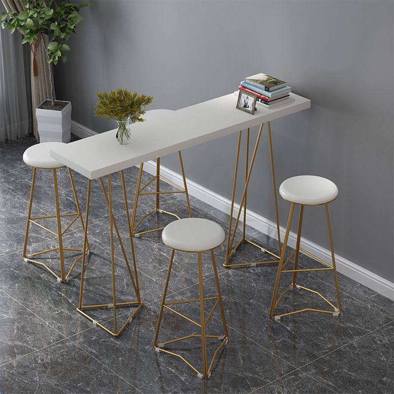Glam Style Bar Table Rectangle Solid Wood Bar Dining Table for Living Room