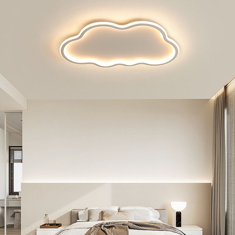 Contemporary White Single Flush Mount Lighting LED Unique Ceiling Light