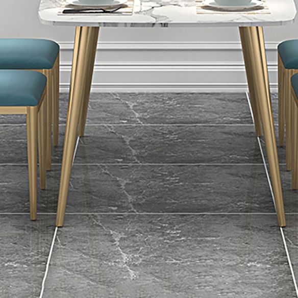 Sintered Stone Scandinavian Dining Room Set with Rectangle Table and Metal Base Dining Set