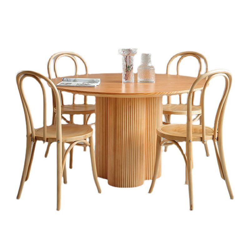 Contemporary Dining Set 1/2/5/7 Pcs Solid Wood Dining Table and Chairs