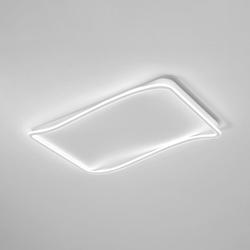 Rectangular Flush Mount Light Modern Style Metal 1 Light Led Flush Ceiling Lights  in White