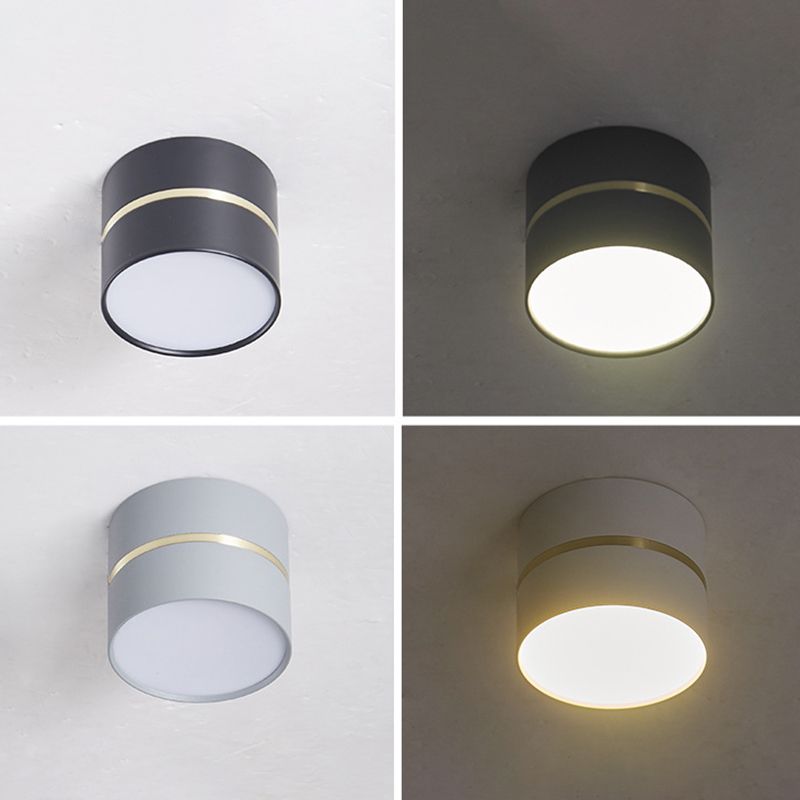 Modern Minimalist Metal Flush Mount Ceiling Lamp Cylinder Shape LED Flush Mount Lighting for Bedroom