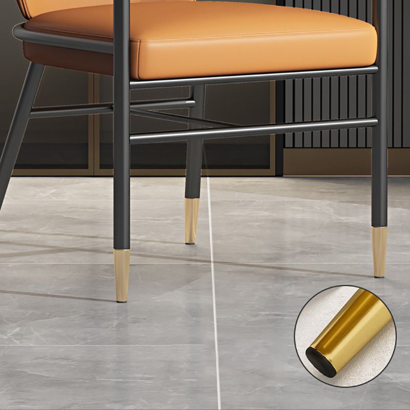 Contemporary Metal Dining Room Chair Arm Upholstered Side Chairs for Home Use