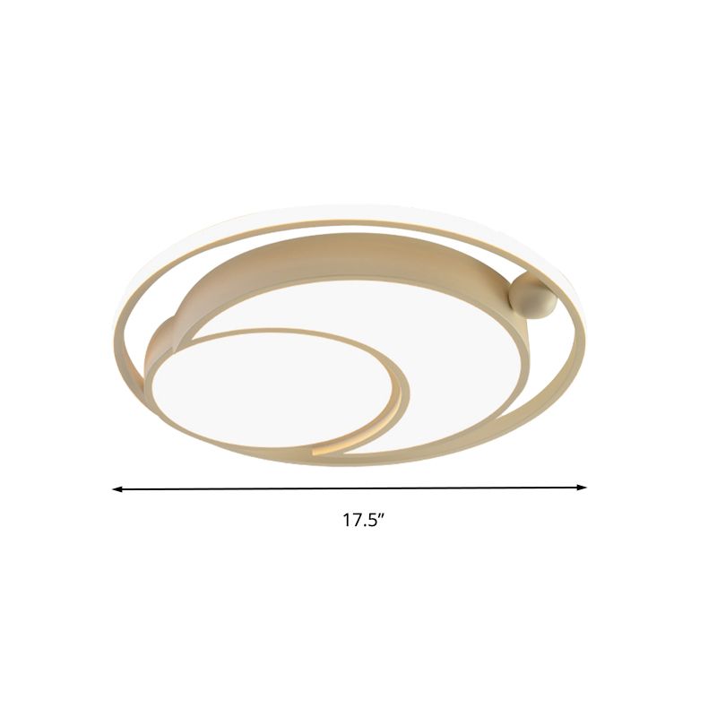 White / Black Round Flush Mount Ceiling Light Nordic Acrylique DEL Ceiling Mounted Light for Bedroom in Warm / White, 18 "/21.5" Dia