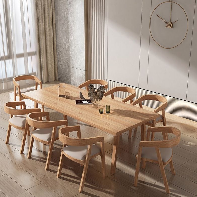 Modern Pine Solid Wood Dining Room Table 4 Legs Natural Rectangle Dining Table