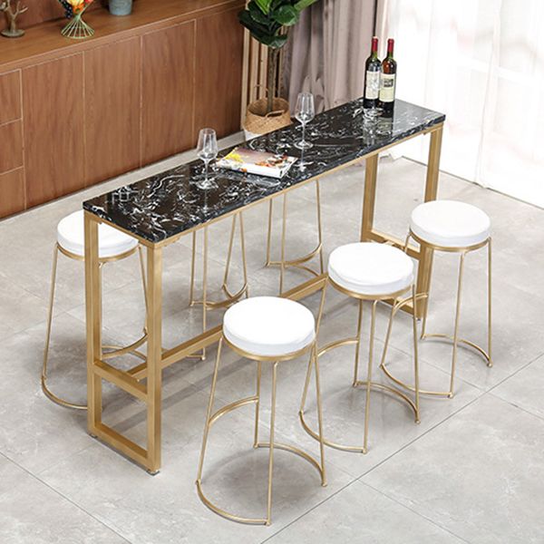 Glam Pub Table Solid Wood Bar Height Rectangle Bar Table for Breakroom