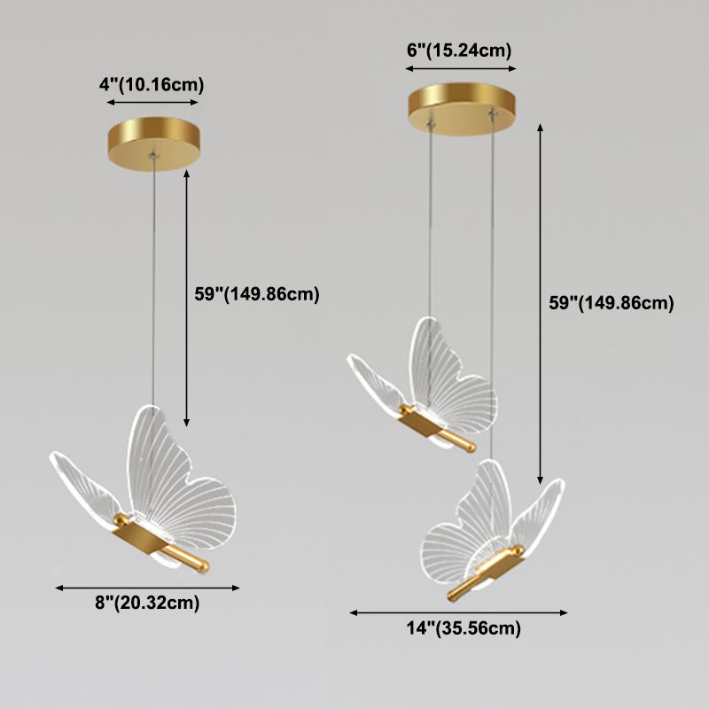 Nordic Style Butterfly Deckenhängung Lampe Metall LED Schlafzimmer Hanging Deckenleuchte