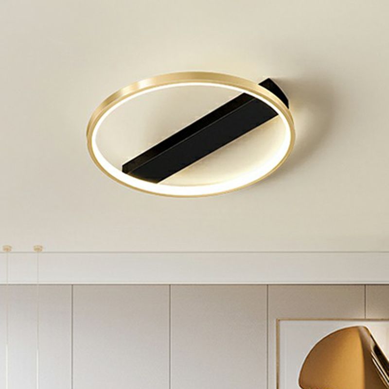 Geometrical Flush Ceiling Light Fixture Simplicity Acrylic Bedroom Flushmount in Black-Gold