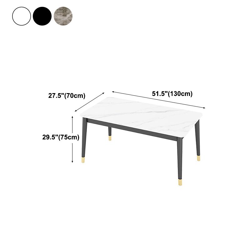 Stone Top Dining Table Rectangle Contemporary Table with 4 Black Legs