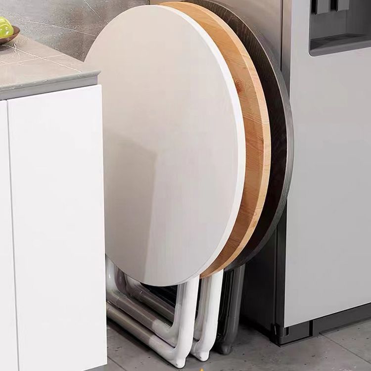 Modern Folding Dining Table Wooden Tabletop with Metal Base for Home
