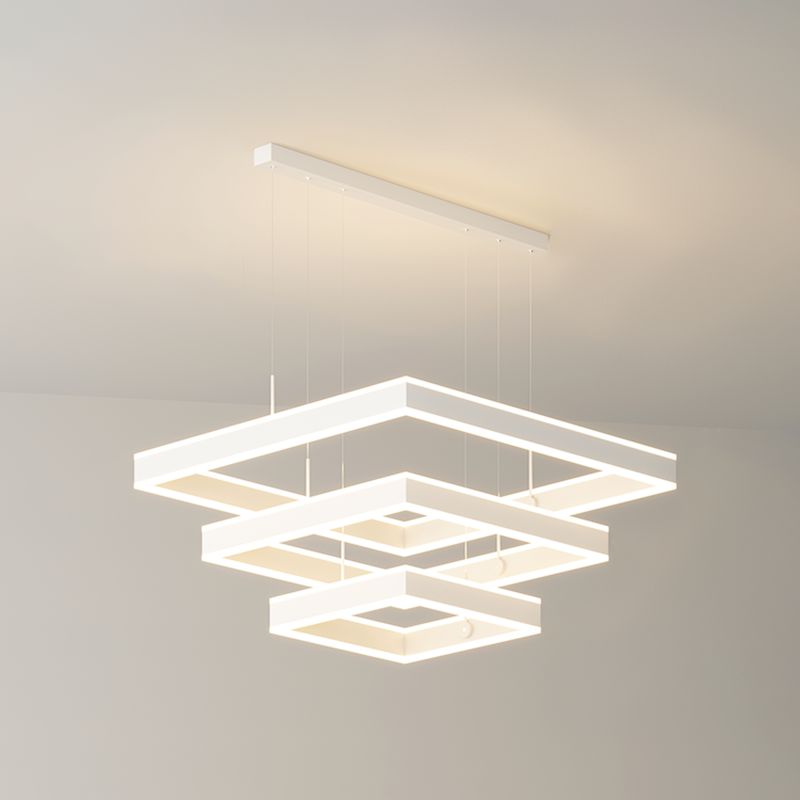Quadratischer Schatten Kronleuchter Lichter moderne Metall 6-Licht Kronleuchter Beleuchtung in Weiß