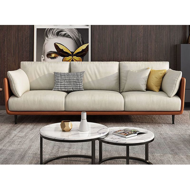 Mid-Century Modern Faux Leather Sofa 34.6"H Scratch-Resistant Couch