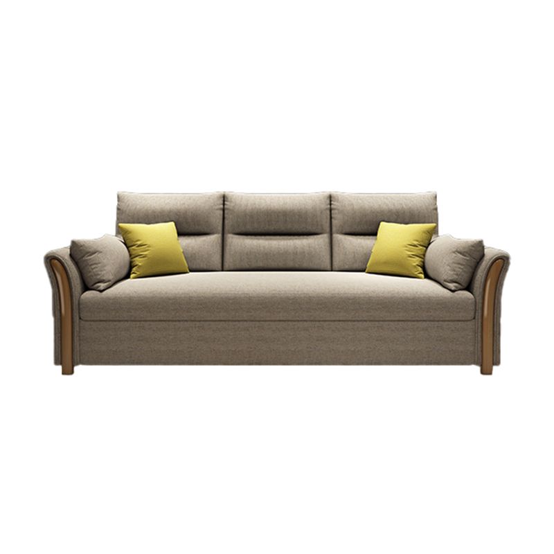 Contemporary Linen Sofa Bed Beige Square Arm Sleeper Sofa, 32.28" Wide