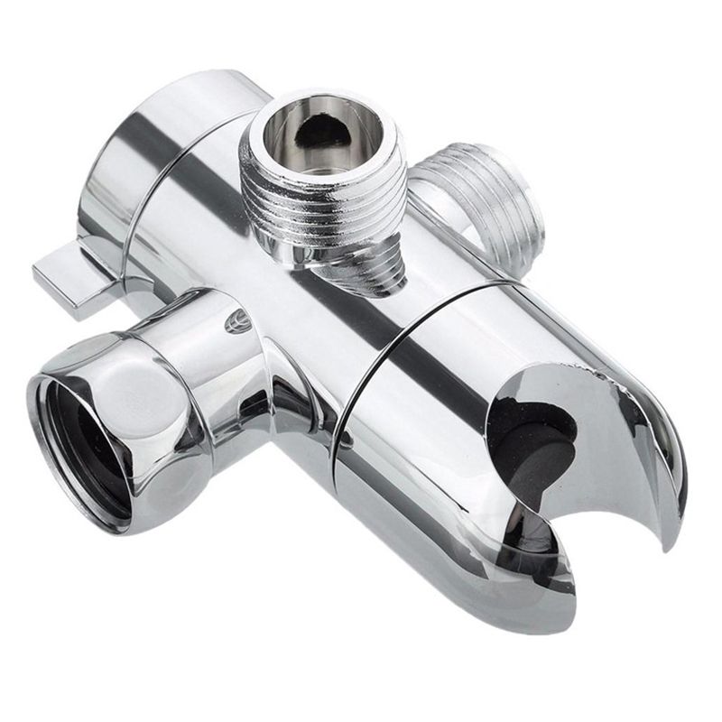 Silver Dual Shower Head with Diverter Adjustable Spray Pattern Wall-Mount Showerhead
