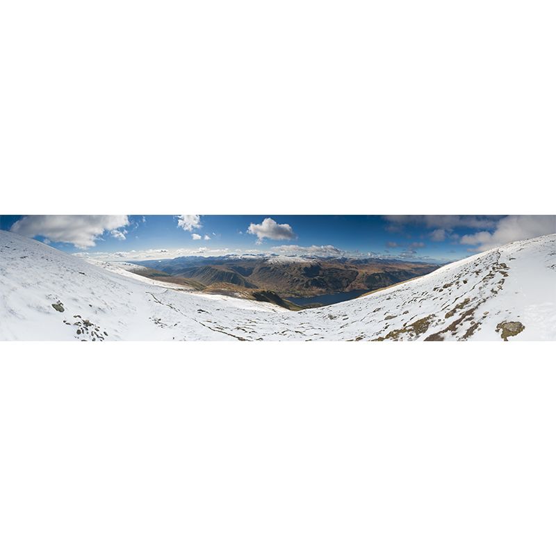 Panoramic of Snow Mountain Murals White-Green Modernist Wall Art for Living Room