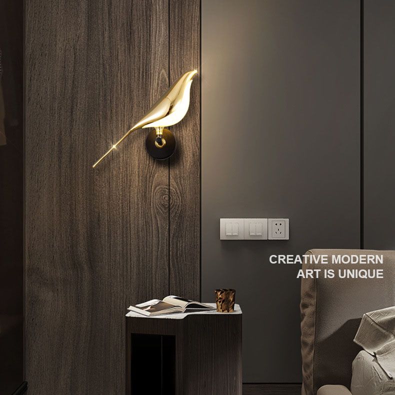 Lámpara de montaje de pared acrílica contemporánea para la pared de la pared del pájaro para sala de estar