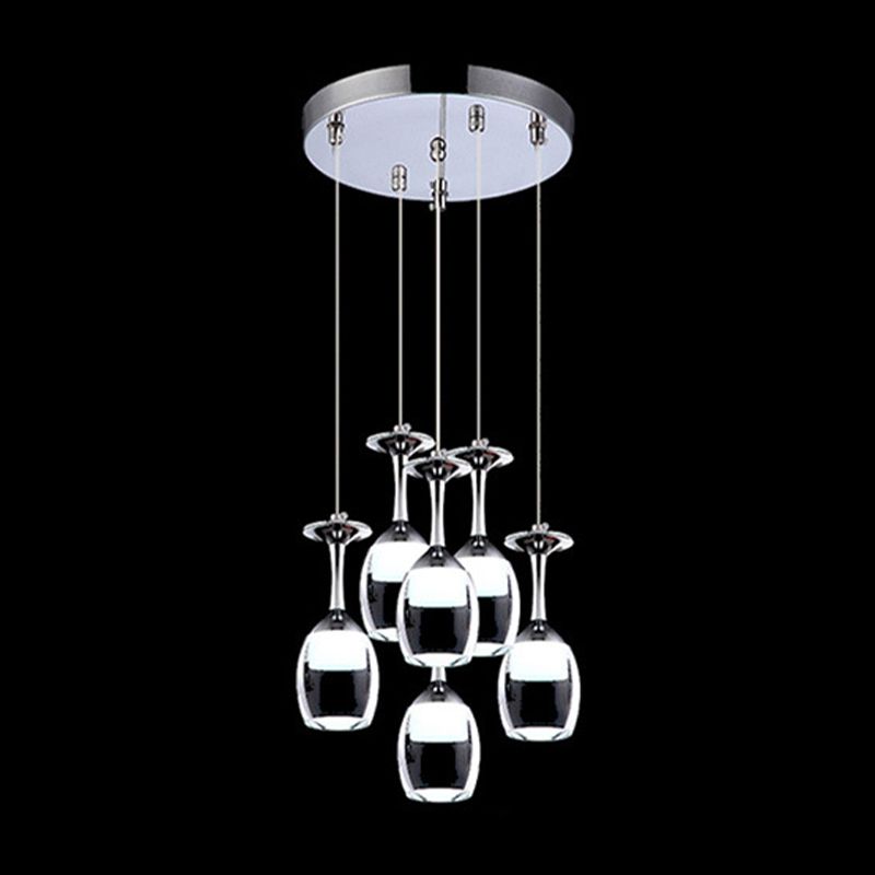 Stylish Wine Cup Pendant Light Acrylic Dining Room LED Suspension Light in Chrome