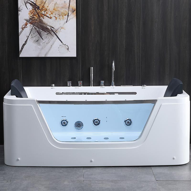 Bathroom Modern Acrylic Bath Tub Back to Wall Center Drain Tub