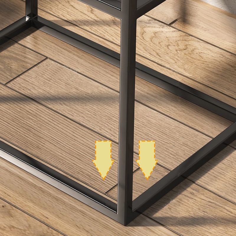 Frame End Slide Table Rectangular Double Tier Corner Table with Storage