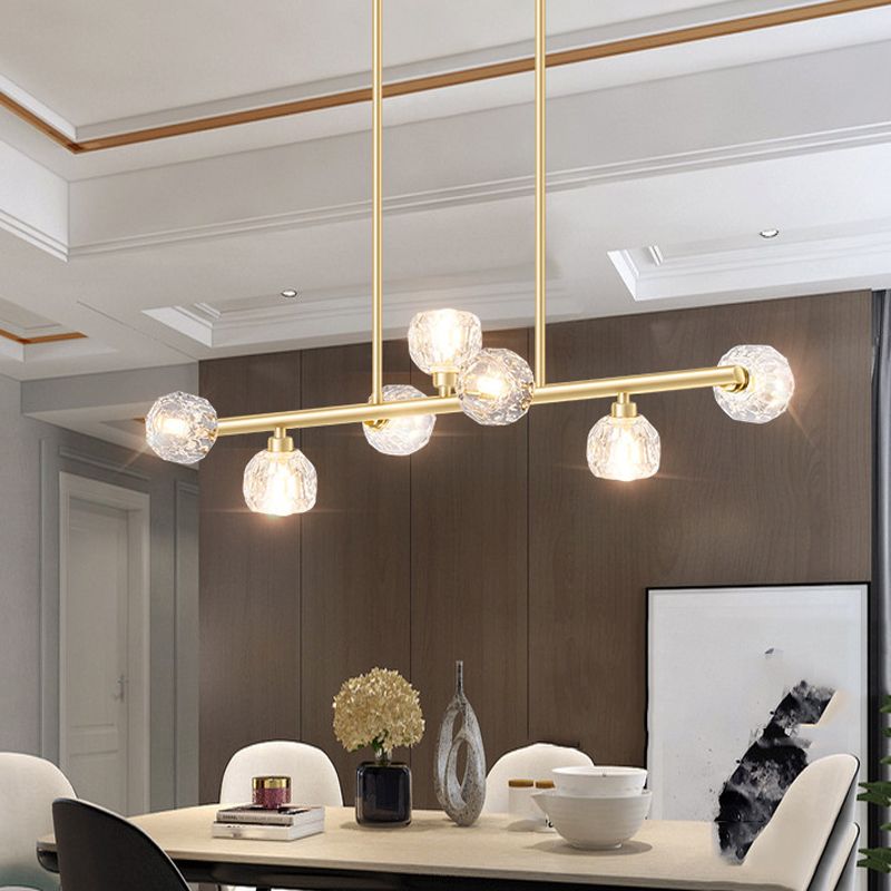 7-Light Modern Golden Kitchen Island Lighting LED Ceiling Light for Bedroom